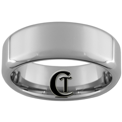 **Clearance** 8mm Rounded Beveled Tungsten Carbide Ring - Size 9 1/2