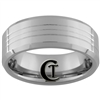 **Clearance** 8mm Beveled 3-Grooved Tungsten Carbide Ring - Size 8 1/2