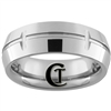 **Clearance** 8mm Side Grooved Beveled Dome Tungsten Carbide Ring - Sizes 11, 11 1/2
