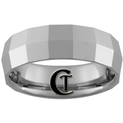 **Clearance** 7mm Faceted Beveled Tungsten Carbide Ring -Sizes 9, 10, 11