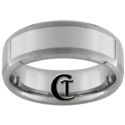 **Clearance** 8mm Satin Side Beveled Tungsten Carbide Ring - Sizes 9, 11, 11 1/2