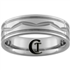 **Clearance** 7mm Piped 2-Grooved w/ Middle Cut Design Tungsten Carbide Ring - Size 10