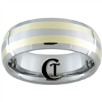 **Clearance** 8mm Double Bevel 2-Gold Lines Tungsten Carbide Ring- Sizes 9, 11, 12