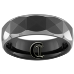 **Clearance** 7mm Dome Black Tungsten Carbide Faceted Design -Limited Sizes - 8
