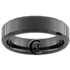 **Clearance** 6mm Black Beveled Tungsten Carbide Ring -Size 10