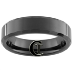 **Clearance** 6mm Black Beveled Tungsten Carbide Ring -Size 10