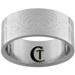 10mm Pipe Stainless Steel Satin Finish Tribal Design Ring - Limited Sizes