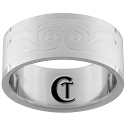 10mm Pipe Stainless Steel Satin Finish Tribal Design Ring - Limited Sizes