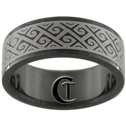 8mm Black Pipe Stainless Steel Celtic Design Ring - Sizes 7 1/2, 9, 10