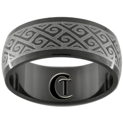8mm Black Dome Stainless Steel Celtic Design Ring - Sizes 10 & 11