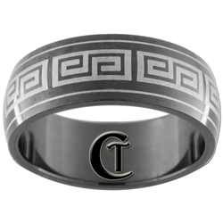 8mm Black Dome Stainless Steel Celtic Design Ring - Sizes 7 1/2, 8 1/2, 9, 10