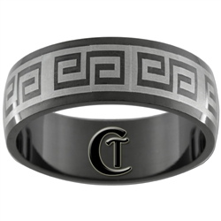 8mm Black Dome Stainless Steel Celtic Design Ring - Sizes 8 1/2, 9, 10, 12 1/2