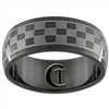 8mm Black Dome Stainless Steel Checkered NASCAR Design Ring - Limited Sizes