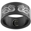 10mm Black Pipe Stainless Steel Lasered Design Ring - Size 7 1/2