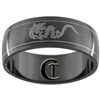 8mm Black Dome Stainless Steel Dragon Design Ring - Size 12