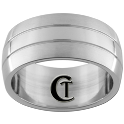 10mm Dome Satin Sides Stainless Steel Ring - Limited Sizes