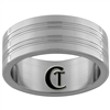 8mm Pipe 4-Grooved Stainless Steel Satin Finished Ring - Limited Sizes