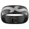 8mm Black Dome Stainless Steel Wave Design Ring - Limited Sizes