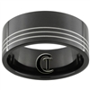 9mm Black Pipe Stainless Steel 3-Laser Lines Design Ring - Limited Sizes