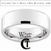 8mm Beveled White Tungsten Carbide Polished Ring Custom Engraving