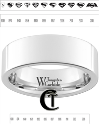 8mm Pipe White Tungsten Carbide Polished Ring Custom Laser Design