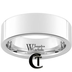8mm Pipe White Tungsten Carbide Polished Ring
