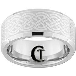 10mm Beveled White Tungsten Carbide Celtic Design