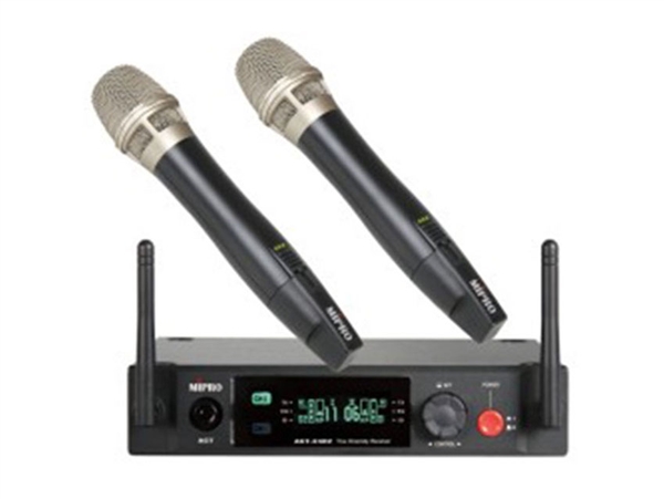 Mi Pro ACT-2402/ACT-24HC2 dual-channel 2.4GHz receiver with two ACT-24HC rechargeable handheld microphones and MP80 charging station