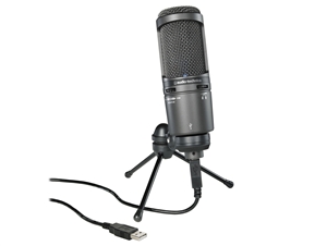 Audio-Technica AT2020USB+ Side-address Cardioid Condenser USB Microphone with built-in headphone jack