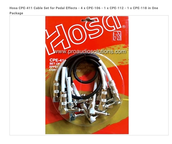 Hosa CPE-411 Cables for Pedal Effects -  4 x CPE-106 -  1 x CPE-112 -  1 x CPE-118 in One Package