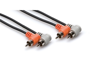 CRA-202RR Stereo Interconnect, Dual Right-angle RCA to Same, 2 m, Hosa