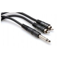 Hosa CYR-101 Y-Cable - 1/4-inch TS(mono) to Two RCA - 1m (3.3Ft.)