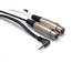 Hosa CYX-405F Y-Cable - Right Angle 1/8-inch (3.5mm) TRS (M) to Two XLR(F) - 5 ft.