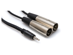 Hosa CYX-402M Y-Cable - 1/8-inch (3.5mm) TRS to Dual XLRM - 2m