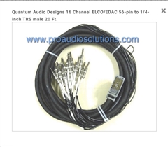 Quantum Audio Designs 16 Channel ELCO/EDAC 56-pin to 1/4-inch TRS male  20 Ft.