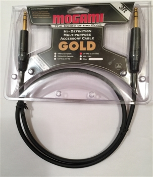 Mogami GOLD TRS-TRS-03, Balanced Patch Cable, 1/4 TRS to 1/4 TRS, 3 Ft.