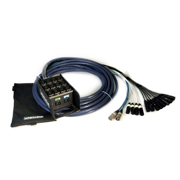 Whirlwind MD-6-2-C6-025 - Snake - Box to Fan, MEDUSA with DATA, 6 XLR inputs, 2 CAT6 lines w/ CAT5e Ethercon, 25', W06PRC62, Snakeskin, Pigbag