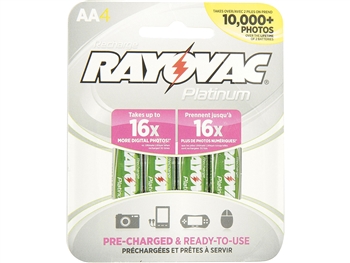 Rayovac PL715-4 GEN Platinum Pre-charged LSD NiMH AA Carded Batteries, 4-Pack