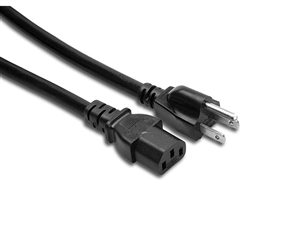 Hosa PWC-415 Power Cord - NEMA 3-Prong Male to IEC 3-Prong Female. 15 ft.