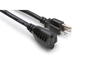 Hosa PWX-415 Extension Power Cord - 3-Prong Male to 3-Prong Female. 15 ft.