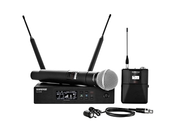 Shure QLXD124/85 J50 Band (572.175 - 635.900 MHz) Bodypack and Vocal Combo System with WL185 and SM58