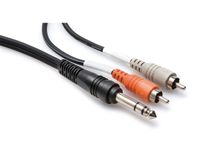 Hosa TRS-203 Y-Cable - 1/4-inch TRS to Two RCA - 3 m