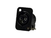 Whirlwind WC3FQMBKNL - XLR Connector, WW, female chassis, black, gold contacts, metal shell, non-latching