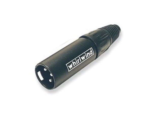 Whirlwind WI3M-BK - XLR Male Inline Connector, black w/ black strain relief, gold contacts