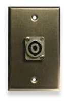 Whirlwind WP1B/1NL4, Single Gang Wall Plate w/ 1 - Neutrik Speakon NL4, Black, Aluminum