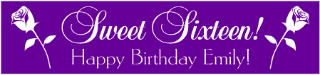 Sweet Sixteen Roses Birthday Banner