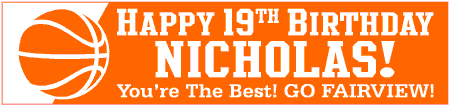 Big Basketball 2-Tone Birthday Banner