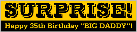2-Tone Surprise Birthday Banner with 3-D Drop Shadow Title