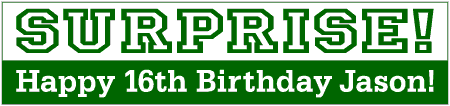 2-Tone Surprise Birthday Banner with Varsity Outline Title