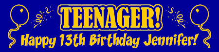 Birthday Banner Teenager Festive